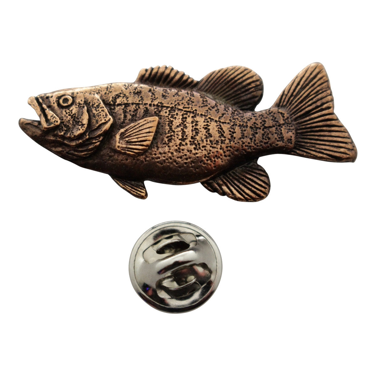 Smallmouth Bass Pin ~ Antiqued Copper ~ Lapel Pin ~ Sarah's Treats & Treasures